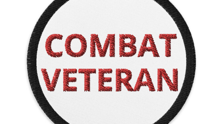 COMBAT VETERAN - Embroidered patches Denim and Patches
